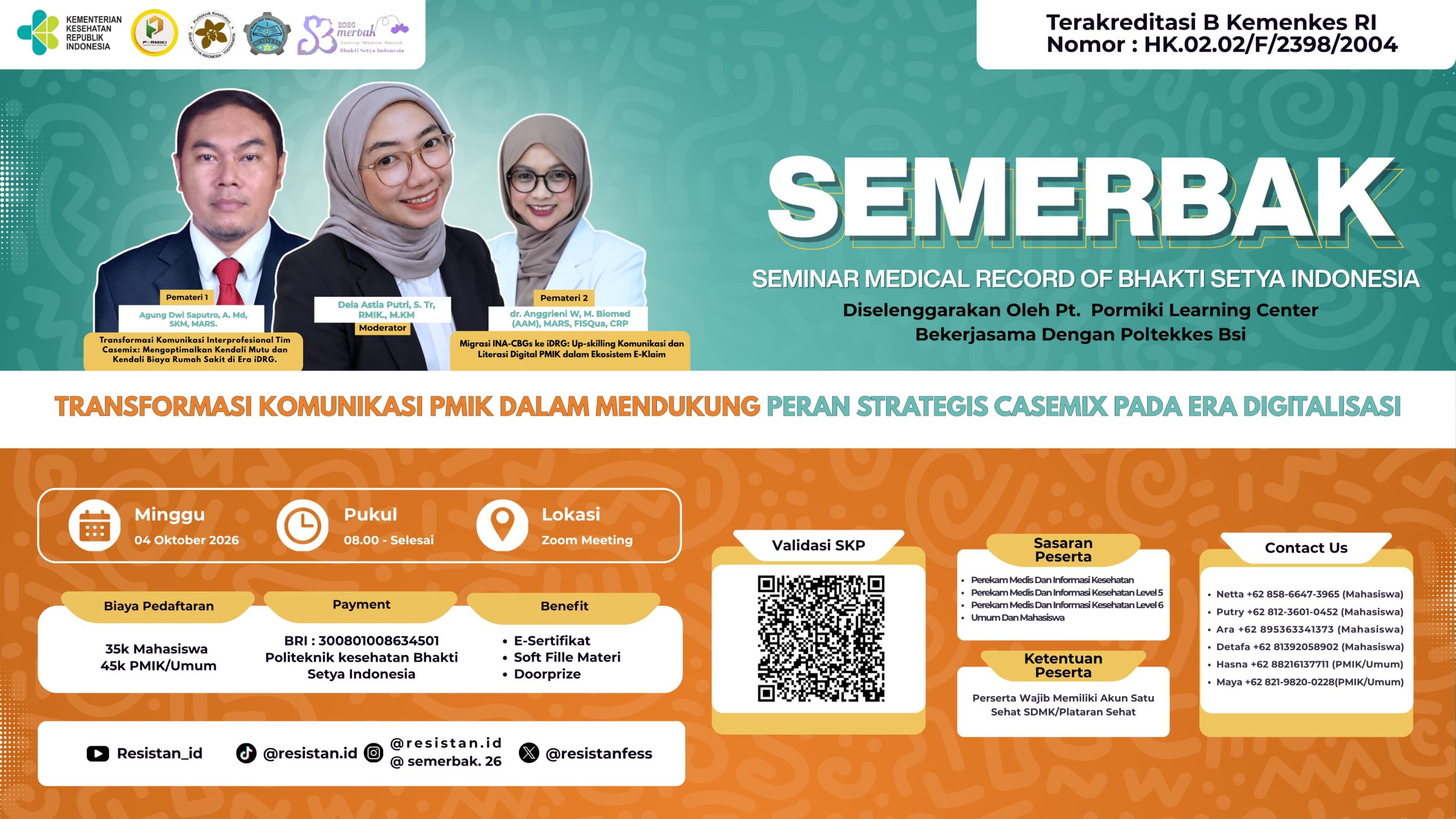 Seminar SEMERBAK 2026 Hima Resistan Poltekkes BSI