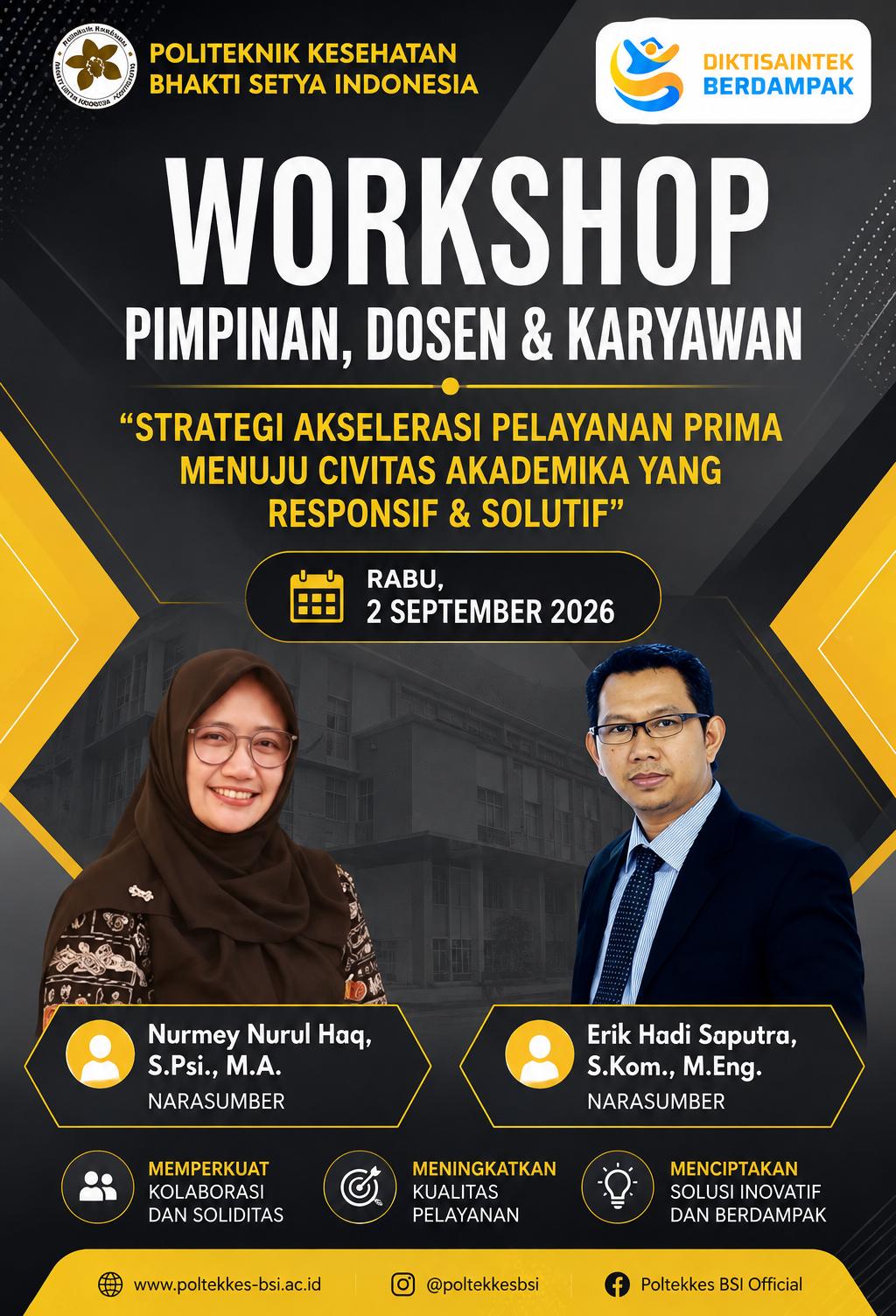 Poster Workshop Strategi Akselerasi Pelayanan Prima Poltekkes BSI
