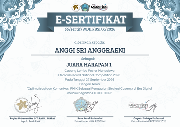 Sertifikat Harapan 1 Anggi Sri Anggraeni