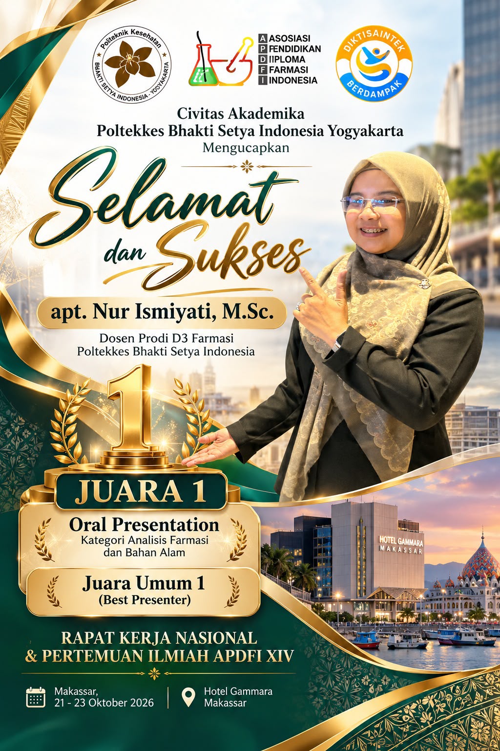 Prestasi apt. Nur Ismiyati, M.Sc. di APDFI XIV Makassar
