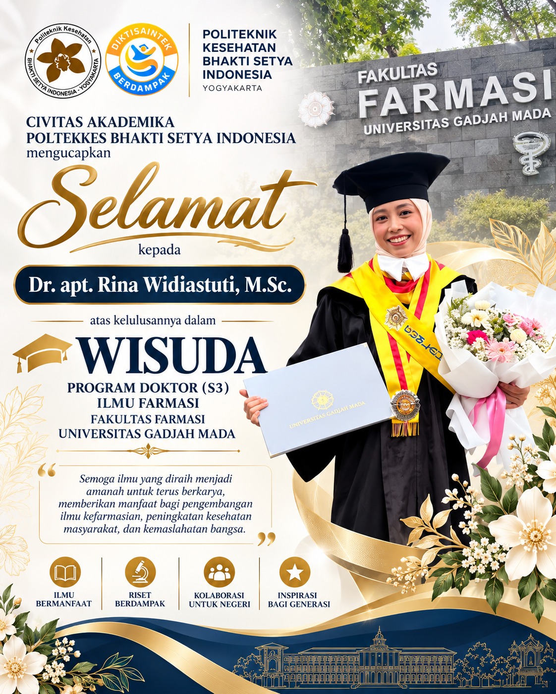 Kelulusan Dr. apt. Rina Widiastuti, M.Sc. Program Doktor Ilmu Farmasi UGM